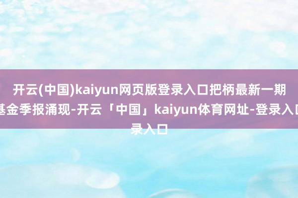 开云(中国)kaiyun网页版登录入口把柄最新一期基金季报涌现-开云「中国」kaiyun体育网址-登录入口