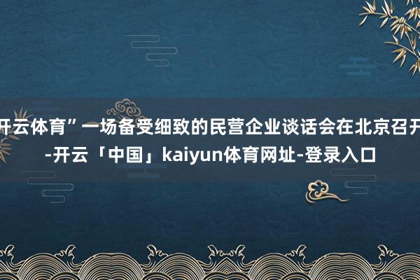 开云体育”一场备受细致的民营企业谈话会在北京召开-开云「中国」kaiyun体育网址-登录入口