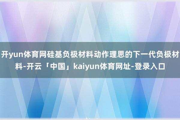 开yun体育网硅基负极材料动作理思的下一代负极材料-开云「中国」kaiyun体育网址-登录入口