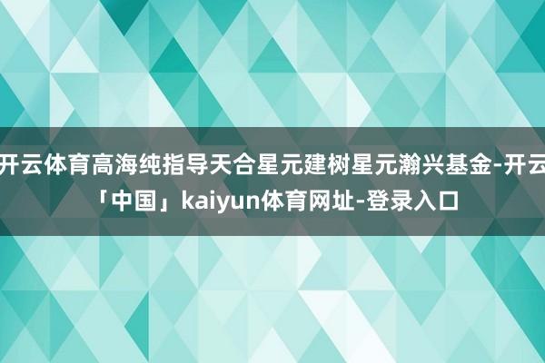 开云体育高海纯指导天合星元建树星元瀚兴基金-开云「中国」kaiyun体育网址-登录入口
