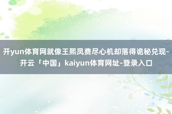 开yun体育网就像王熙凤费尽心机却落得诡秘兑现-开云「中国」kaiyun体育网址-登录入口